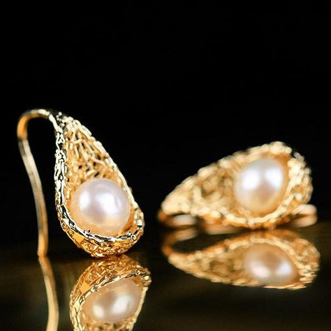 High Heels Pearl Drop Earrings 14K Gold | Real Pearl Earrings Freshwater pearl earrings Huge Tomato
