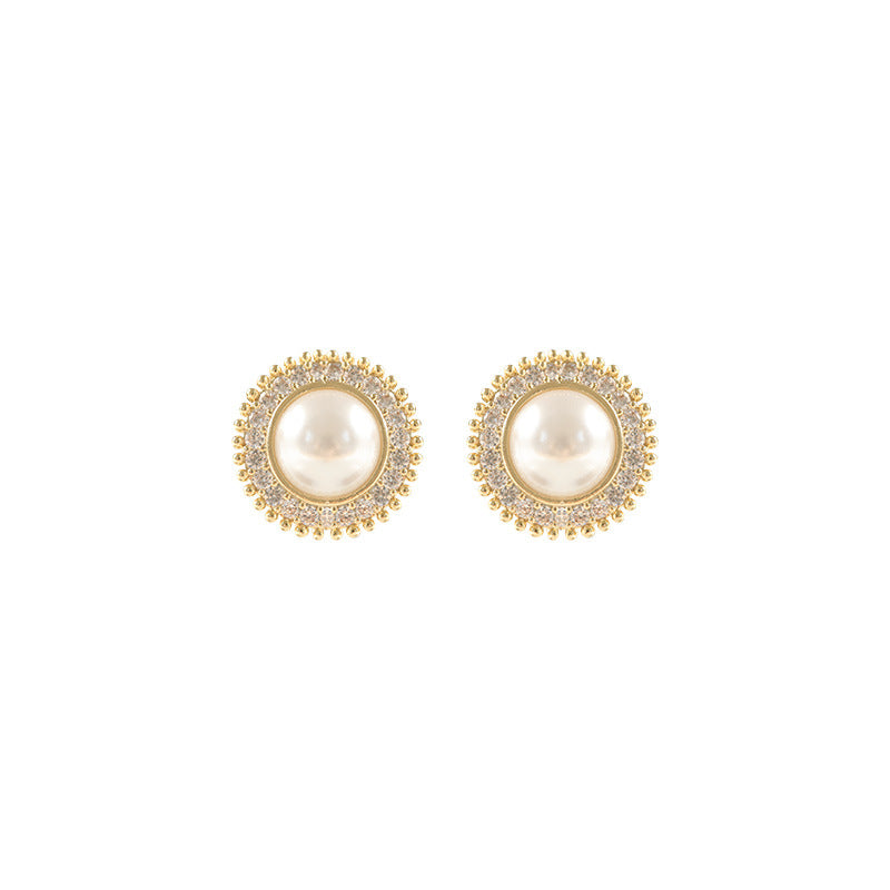 Sunflower Pearl Stud Earrings | Vintage Inspired Pearl Earrings for Women with Sterling Silver Pins