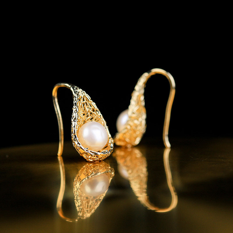 High Heels Pearl Drop Earrings 14K Gold | Real Pearl Earrings Freshwater pearl earrings Huge Tomato