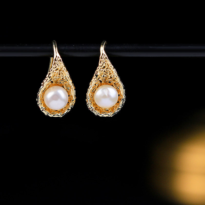High Heels Pearl Drop Earrings 14K Gold | Real Pearl Earrings Freshwater pearl earrings Huge Tomato