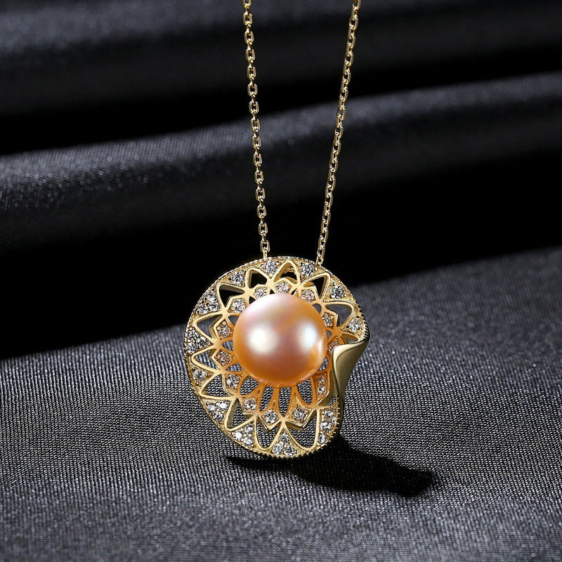 African Style Cultured Freshwater Pearl Pendant Necklace 14K Gold Over Sterling Silver