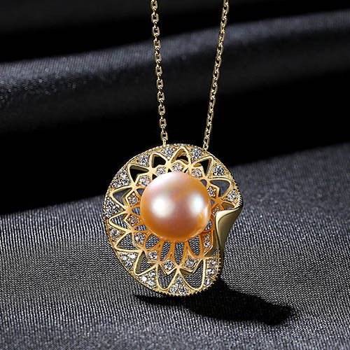 African Style Cultured Freshwater Pearl Pendant Necklace 14K Gold Over Sterling Silver