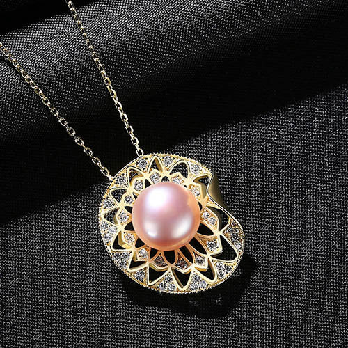 African Style Cultured Freshwater Pearl Pendant Necklace 14K Gold Over Sterling Silver