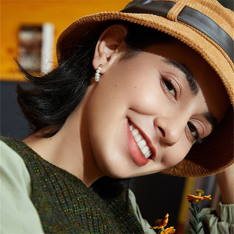 Pendientes de aro de perlas | Pendientes de perlas reales | Pendientes de perlas de agua dulce para oreja perforada y no perforada