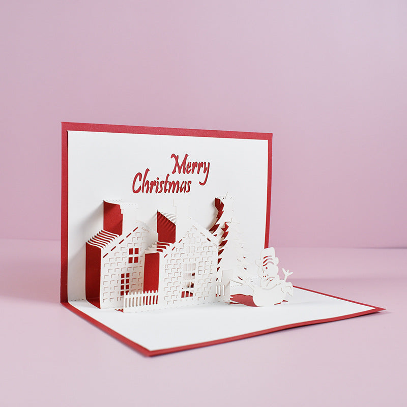 Christmas Castle 3D Christmas Cards Pop Up Greeting Cards, Funny Unique 3D Holiday Postcards - Gifts for Xmas, Thank You Cards