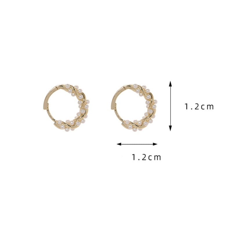 Pendientes de aro de perlas retorcidas | Pendientes de aro de perlas con alfileres de plata de ley para mujer