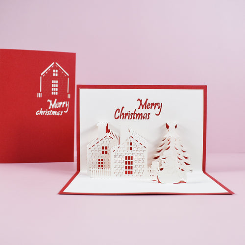 Christmas Castle 3D Christmas Cards Pop Up Greeting Cards, Funny Unique 3D Holiday Postcards - Gifts for Xmas, Thank You Cards