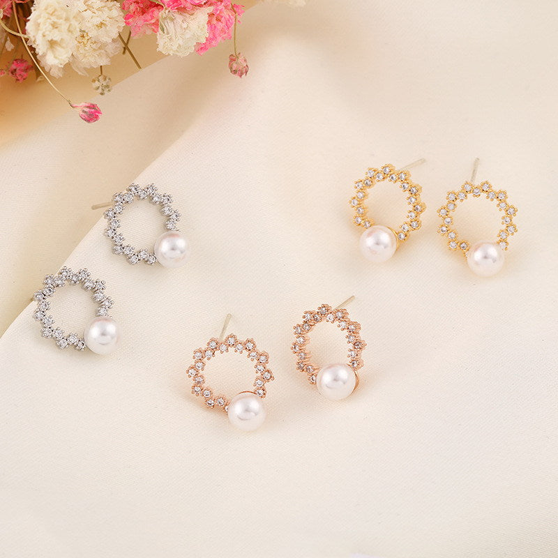 Pendientes de perlas reales AAA | Pendientes pequeños de perlas con pasador de plata | Aretes de oro y plata (6 mm)