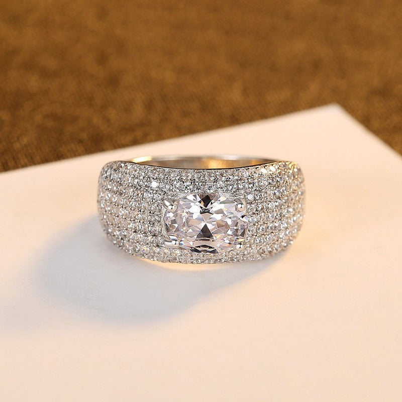 Side-Stone Oval Cut Moissanite Diamond Engagement Wedding Ring In Sterling Silver  GH/VVS