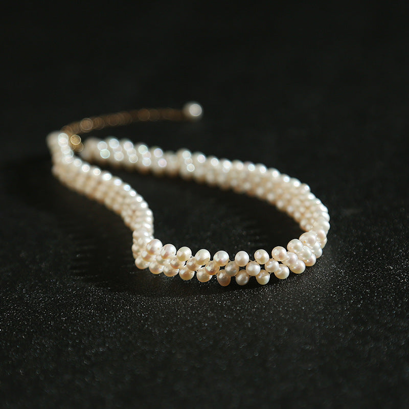 7-8 mm Cultured Freshwater Double Strand Pearl Necklace in 14k Gold Over Sterling Silver