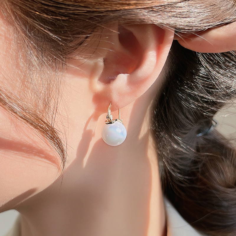 Big Opal Drop Earrings | Moonstone Earrings with 14K Gold Plated Clasp