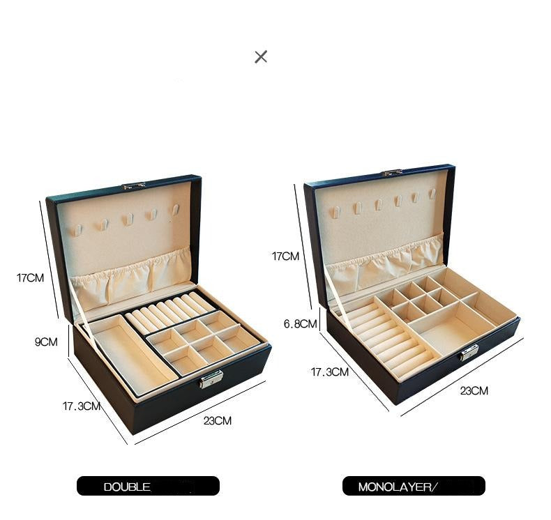 Double-layer Mini stud earrings rings Jewelry Box Useful Makeup Organizer Travel Portable Jewelry PU Box