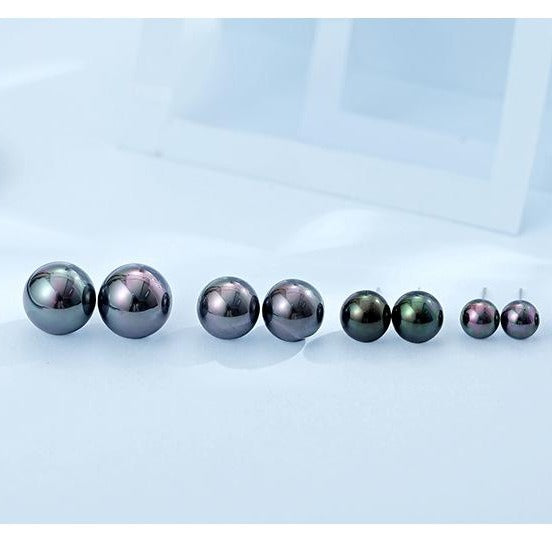 AAA Freshwater Pearl Stud Earrings | Real Pearl Earring Stud in Sterling Silver (6-12mm) | black pearl stud earrings | 12mm pearl earrings | 12mm black pearl earrings | real black pearl earrings
