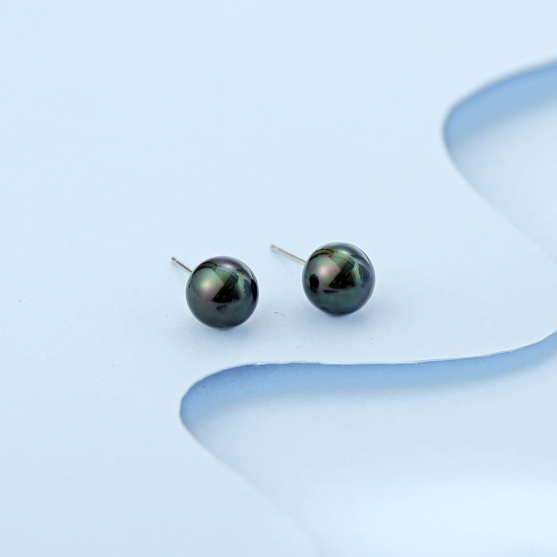 Black pearl studs real pearl | 12mm pearl stud earrings  | 12mm black pearl earrings | real black pearl earrings