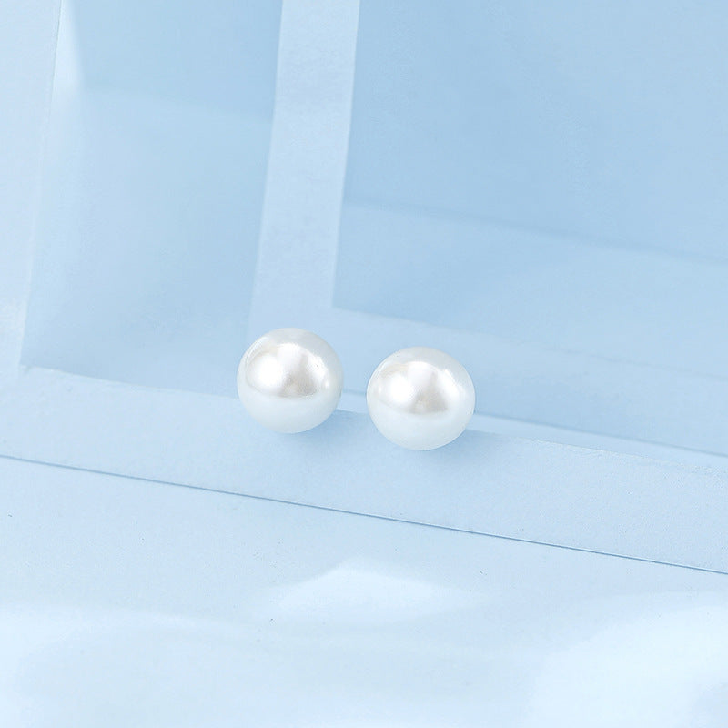 white real pearl studs