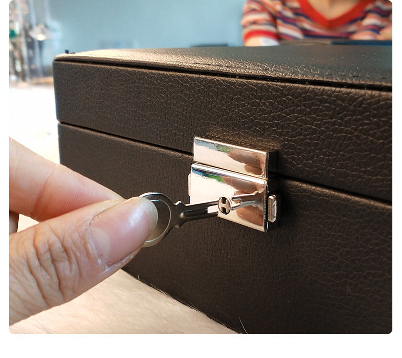 Double-layer Mini stud earrings rings Jewelry Box Useful Makeup Organizer Travel Portable Jewelry PU Box