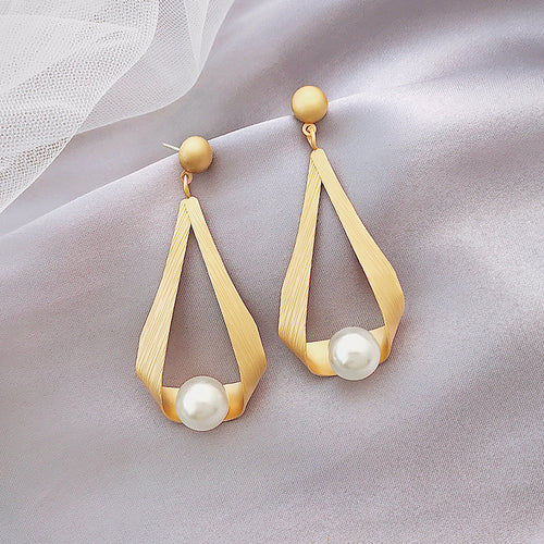 Round Pearl Dangle Drop Earrings for Women in 14K Gold Over Sterling Silver（11mm）