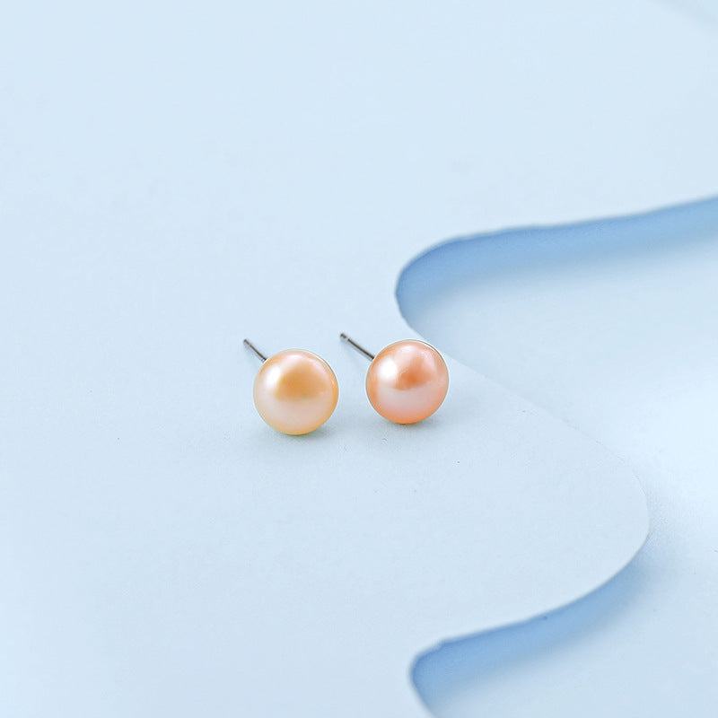 pink pearl stud earrings