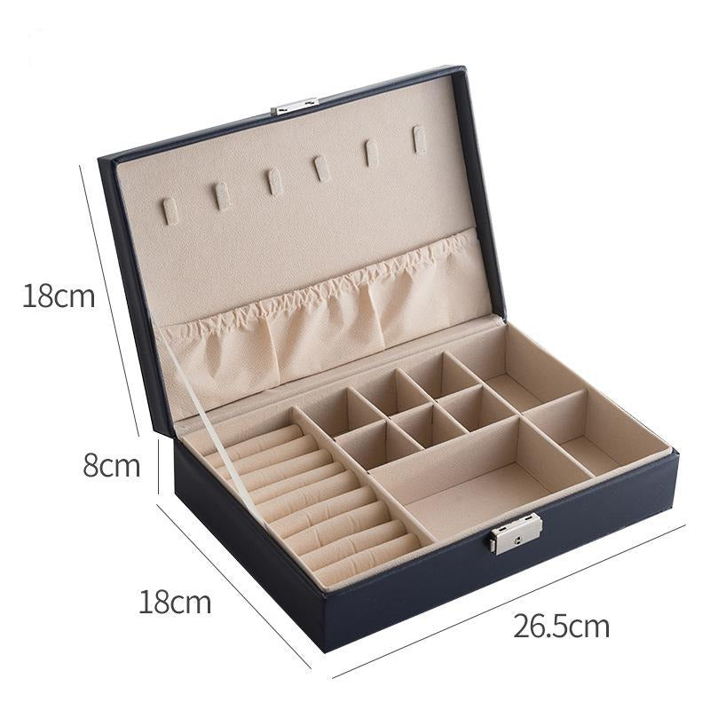 Double-layer Mini stud earrings rings Jewelry Box Useful Makeup Organizer Travel Portable Jewelry PU Box