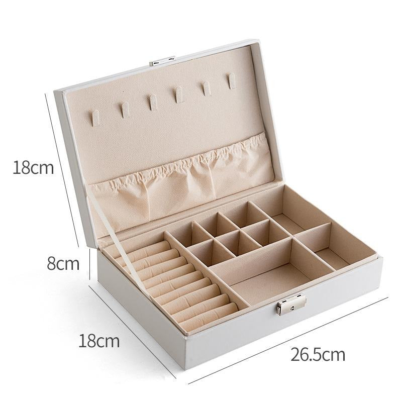 Double-layer Mini stud earrings rings Jewelry Box Useful Makeup Organizer Travel Portable Jewelry PU Box