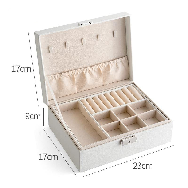Double-layer Mini stud earrings rings Jewelry Box Useful Makeup Organizer Travel Portable Jewelry PU Box