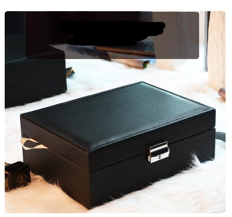 Double-layer Mini stud earrings rings Jewelry Box Useful Makeup Organizer Travel Portable Jewelry PU Box