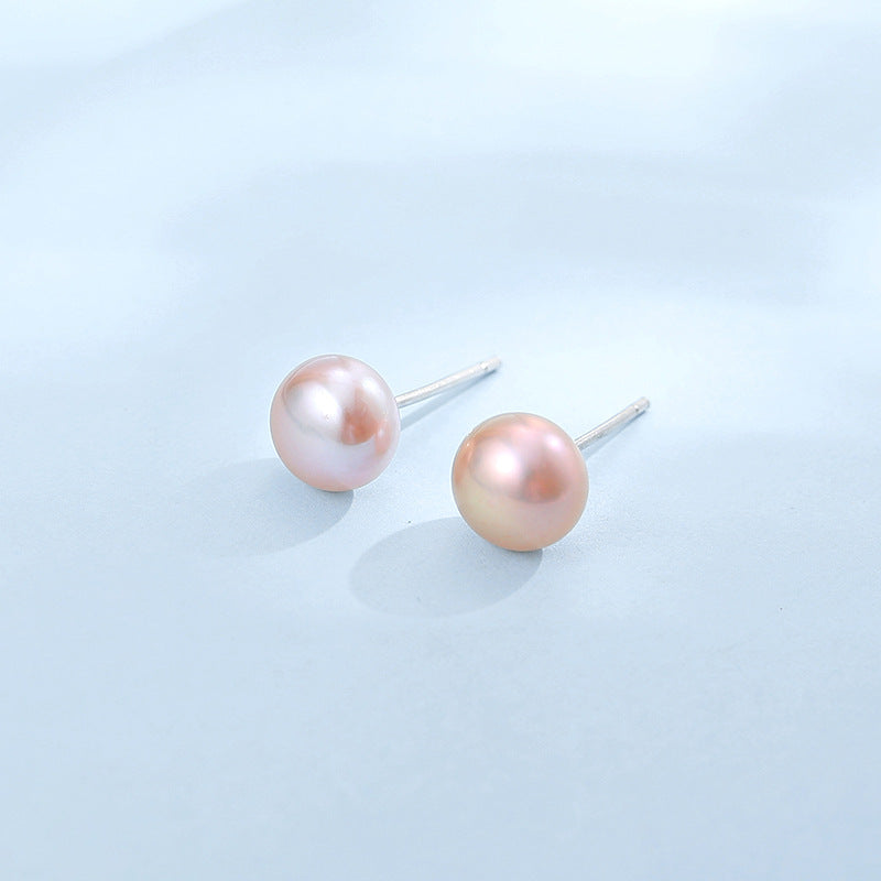 real pearl studs champagne