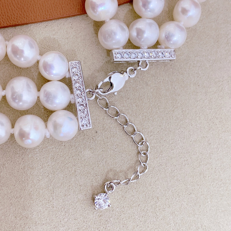 6-7 mm Multi Strand Freshwater Pearl Necklace and Bracelet Set | 3 Strand Pearl Necklace with Pendant Jewelry Set