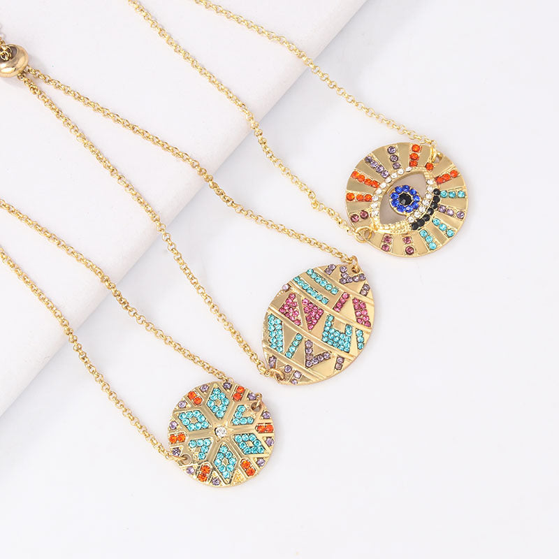 Ethnic African Style Colourful Gold Bracelet with 14K Gold Plated Clasp Evil Eye Bracelet