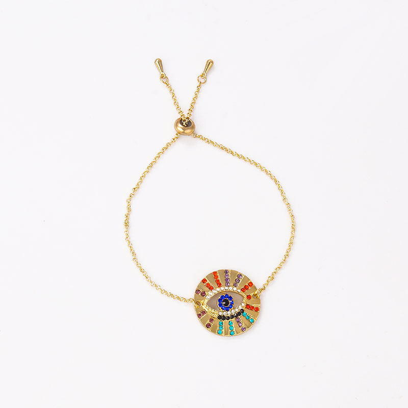 Ethnic African Style Colourful Gold Bracelet with 14K Gold Plated Clasp Evil Eye Bracelet