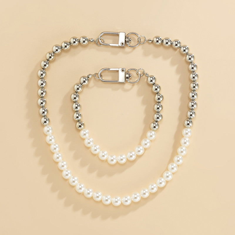 AAA Mens Pearl Necklace | Metal Real Pearl Necklace for Men in 18K Gold and White Gold Plated (10mm)