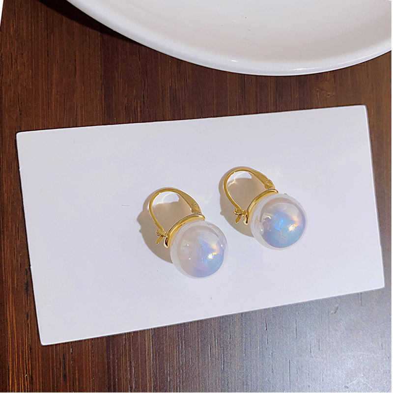Big Opal Drop Earrings | Moonstone Earrings with 14K Gold Plated Clasp