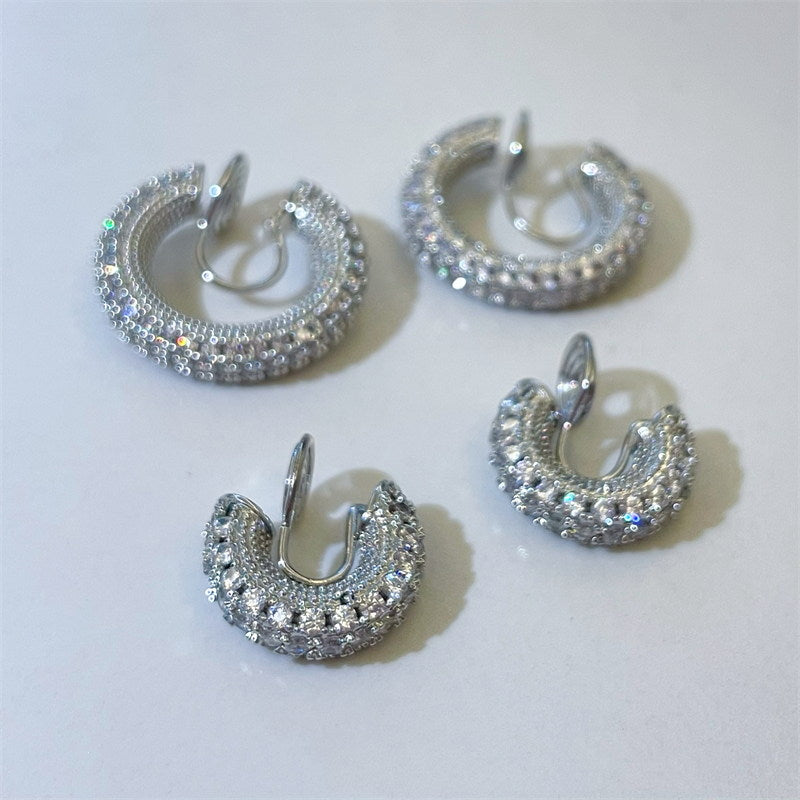 Pendientes de clip de diamantes | Pendientes de aro con clip | Pendientes sin perforar de cristal para mujer