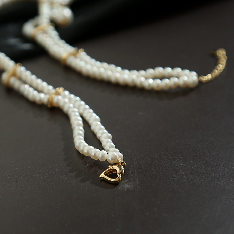 8-9 mm Cultured Freshwater Multi Strand Pearl Pendant Necklace Vintage Necklace