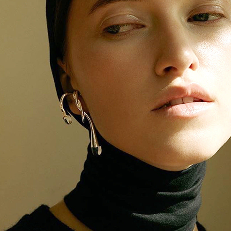 Pendientes De Forma Irregular En Forma De Lágrima Stud Oro Y Plata S925 Pin De Plata