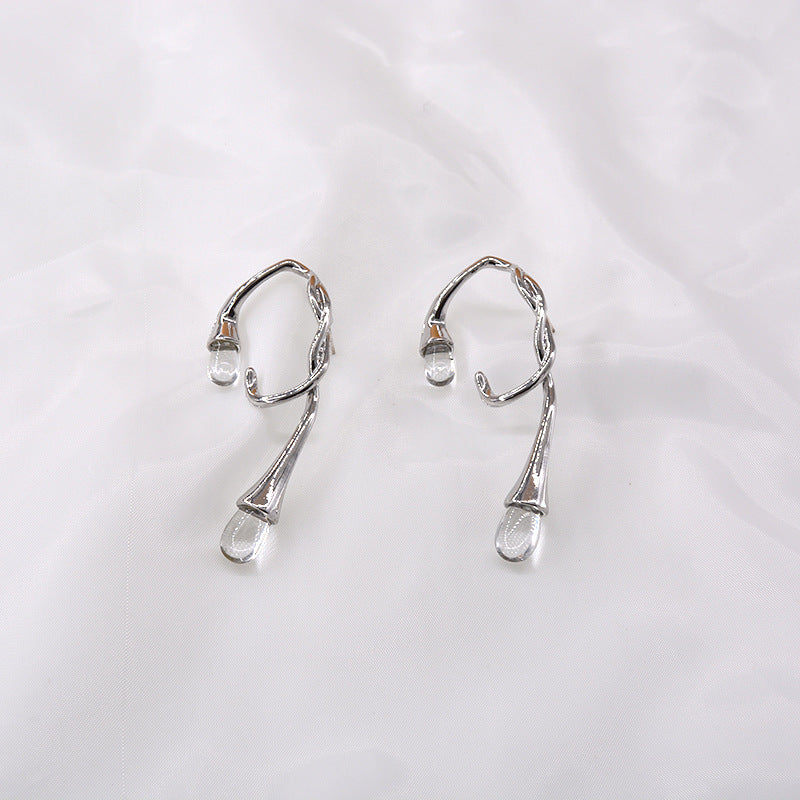 Pendientes De Forma Irregular En Forma De Lágrima Stud Oro Y Plata S925 Pin De Plata