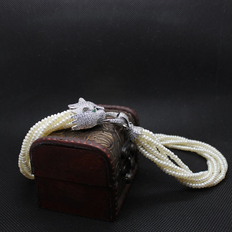 Leopard real pearl necklace hugetomato