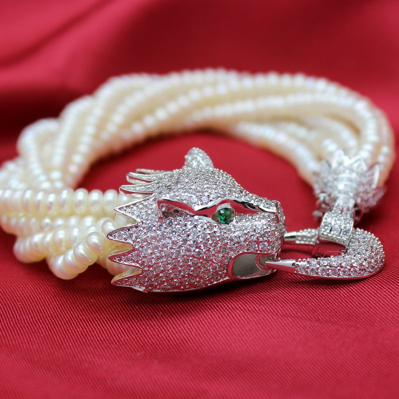 luxury leopard pearl bracelet jewelry