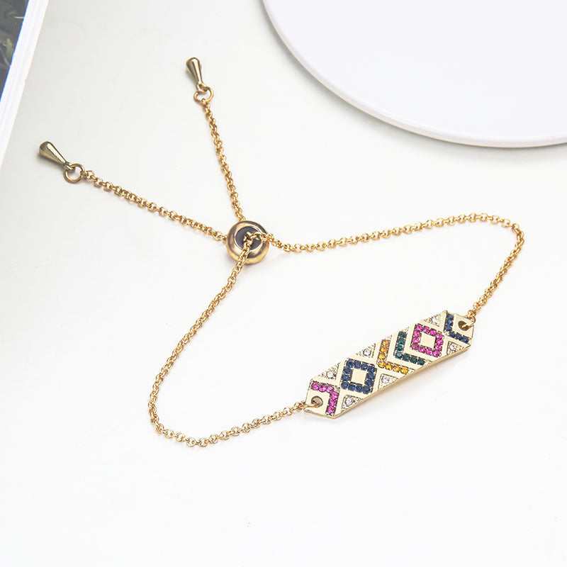 Ethnic African Style Colourful Gold Bracelet with 14K Gold Plated Clasp Evil Eye Bracelet