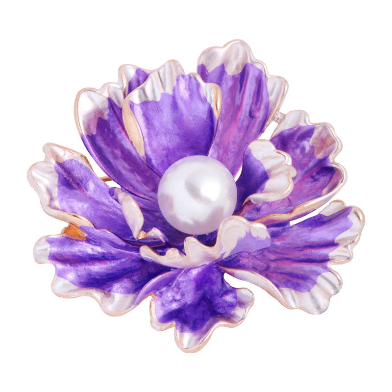 Best Gift Choice Peony Brooch Large Flower Pearl Brooch Pin White Red Purple Available