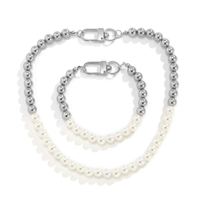 AAA Mens Pearl Necklace | Metal Real Pearl Necklace for Men in 18K Gold and White Gold Plated (10mm)