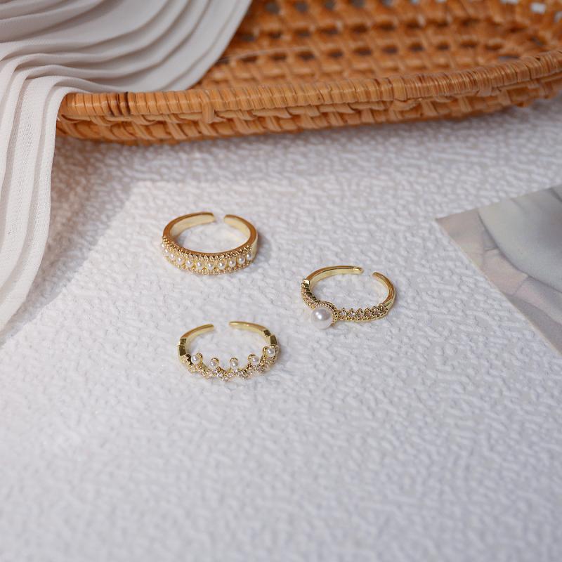 Pearl Diamond Ring | Adjustable Rings for Women | Pearl Ring Gold Plated