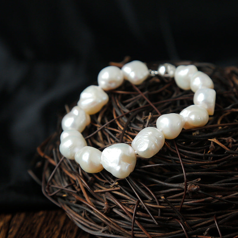 Big Baroque Freshwater Pearl Jewelry Set | 12mm Dainty Freshwater Pearl Necklace Bracelet And Earrings Pearl Gift Jewellery Set