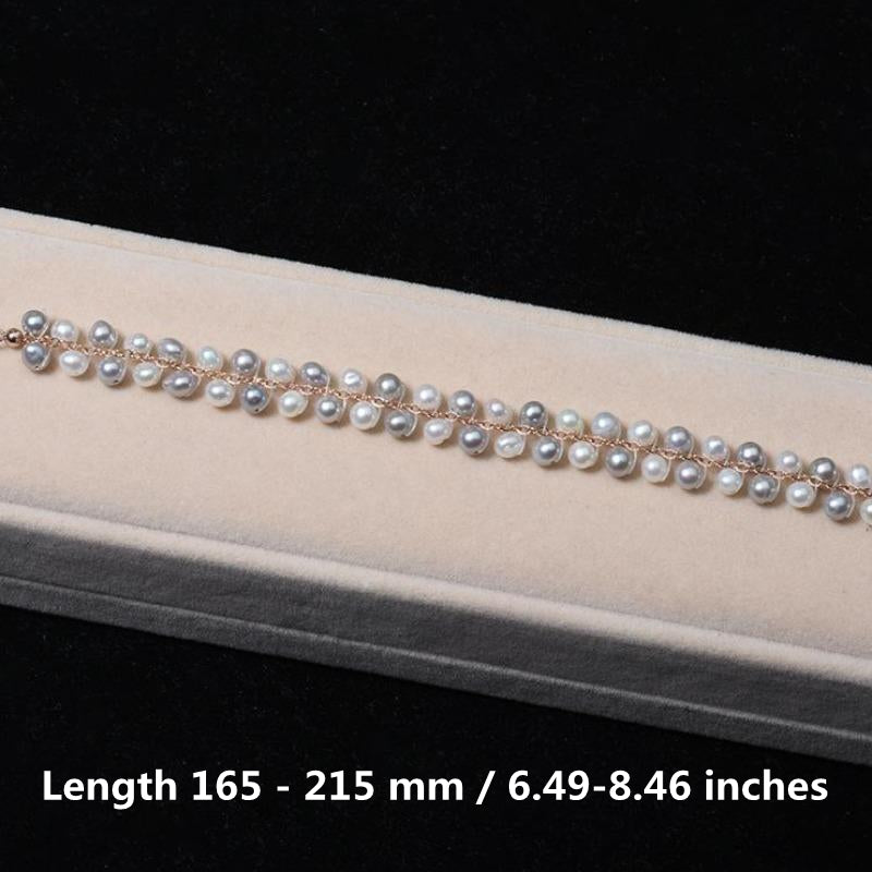 3-4mm Multicolor Cultured Pearl Double Strand Bracelet in Sterling Silver