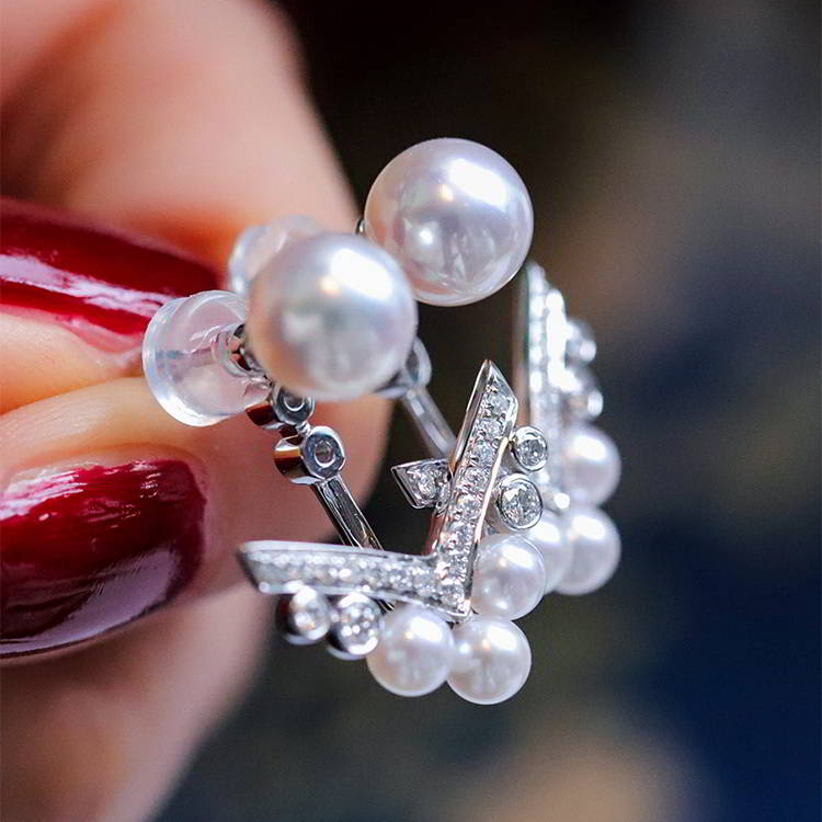 AAA Freshwater Pearl Earrings | Real Pearl Earrings Jackets | Pearl Diamond Earrings in Sterling Silver