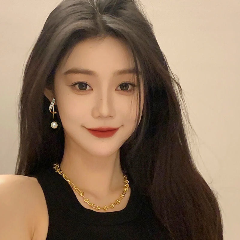 Diamond Pearl Dangle Earrings | Pearl Earring Jackets with Sterling Silver Pins