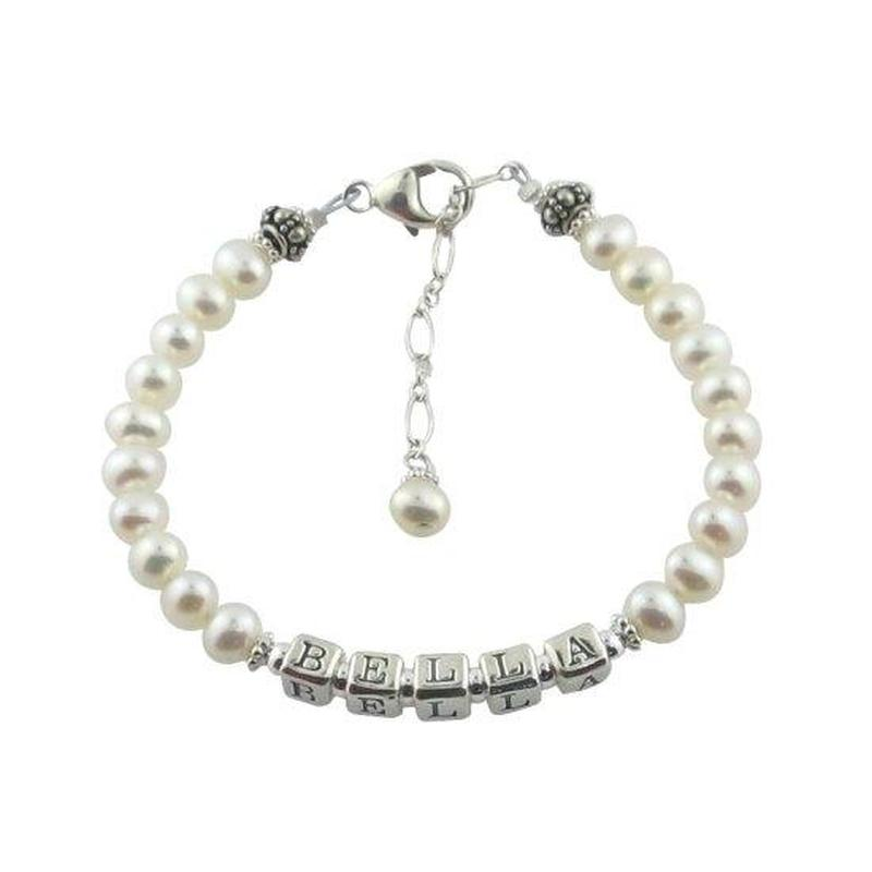 100 Handmade Name Customize Little Girl Bracelet Pearls Name Bracelet