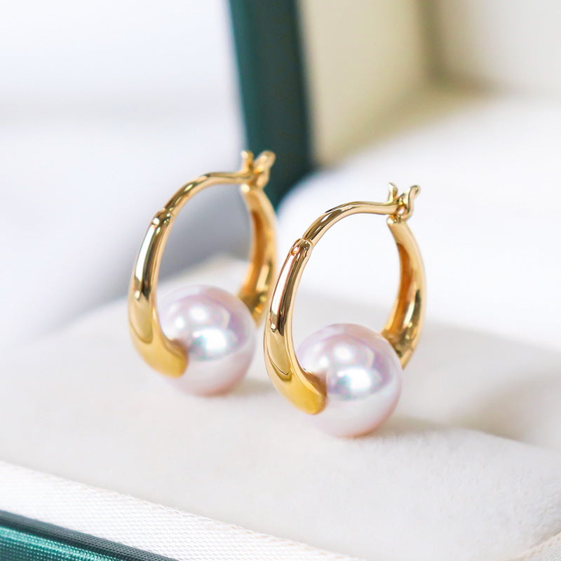 Pendientes de aro de oro grueso | Pendientes Huggie | Pendientes de aro gruesos con perlas