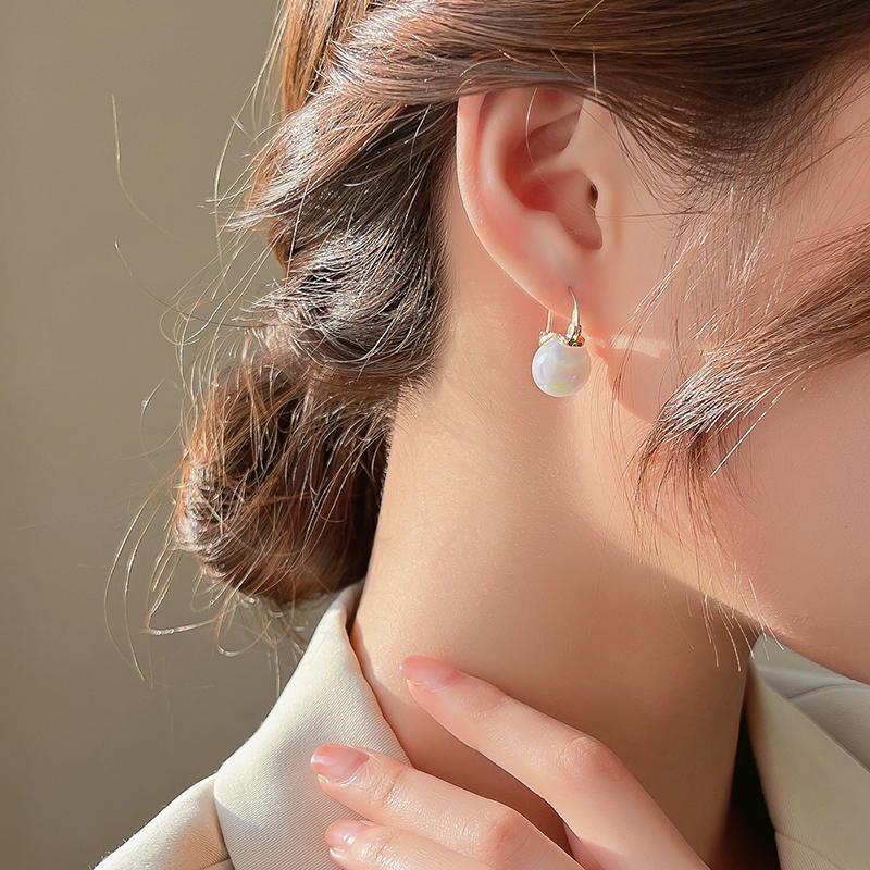 Big Opal Drop Earrings | Moonstone Earrings with 14K Gold Plated Clasp