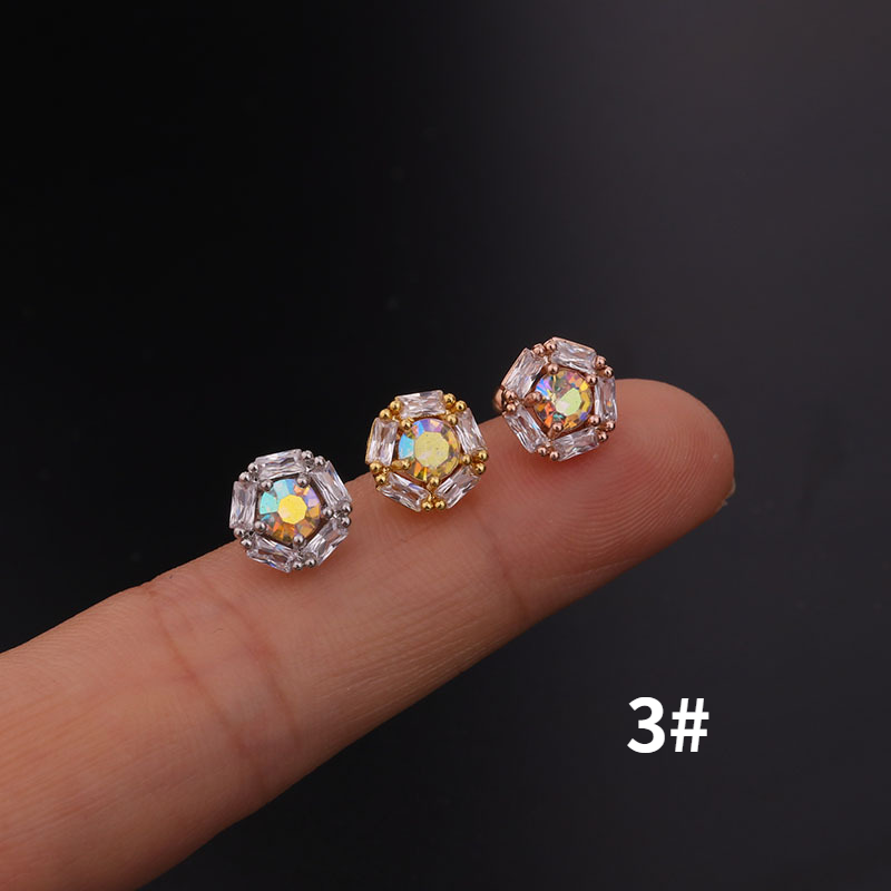 20G Crystal Ear Studs Titanium Cartilage Earring with Silver Pin Crystal Ear Stud Body Jewelry